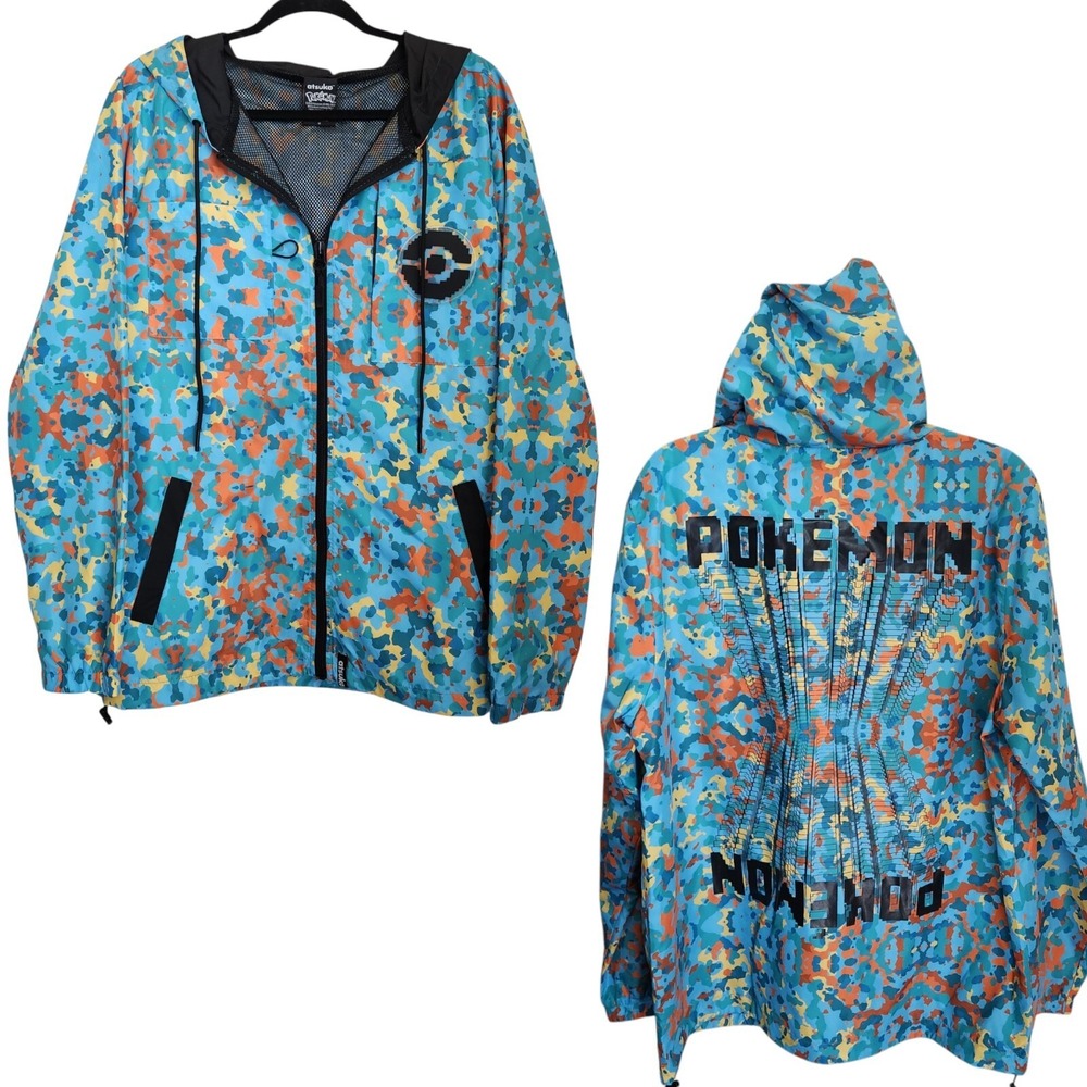 ATSUKO Pokémon Trainer Multi-Color Anorak Windbreaker Jacket‎ Size M Hooded NWOT